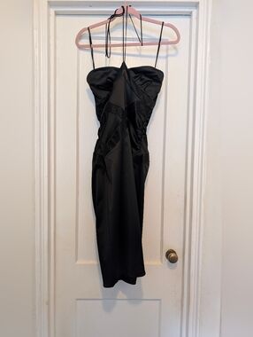 Nicole Miller Black Evening Dress with Satin Trim